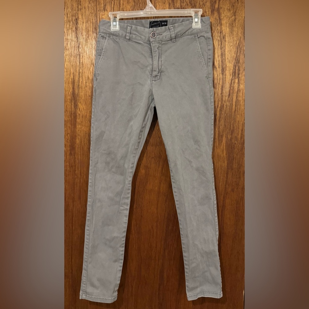 Men's Brooklyn Calling NYC Skinny Gray Pants Chinos Size 28/30 Casual Streetwear